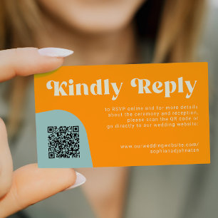 QR Code retro wedding budget online RSVP Enclosure Card