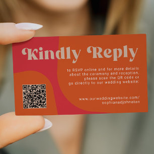 QR Code retro wedding budget online RSVP Enclosure Card