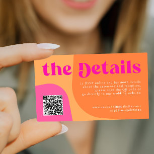 QR Code retro wedding details website RSVP Enclosure Card