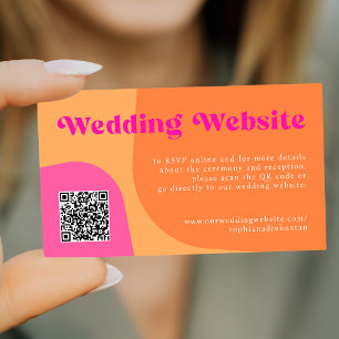 QR Code retro wedding website RSVP details Enclosure Card