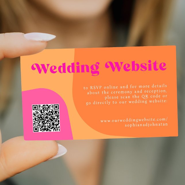 QR Code retro wedding website RSVP details Enclosure Card (Creator Uploaded)