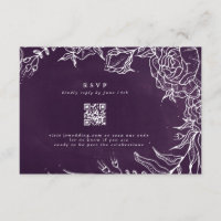 QR Code Romantic Flower Wreath Purple Wedding