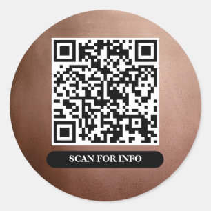 QR Code Rose Gold Unique Professional Trendy Chic Classic Round Sticker