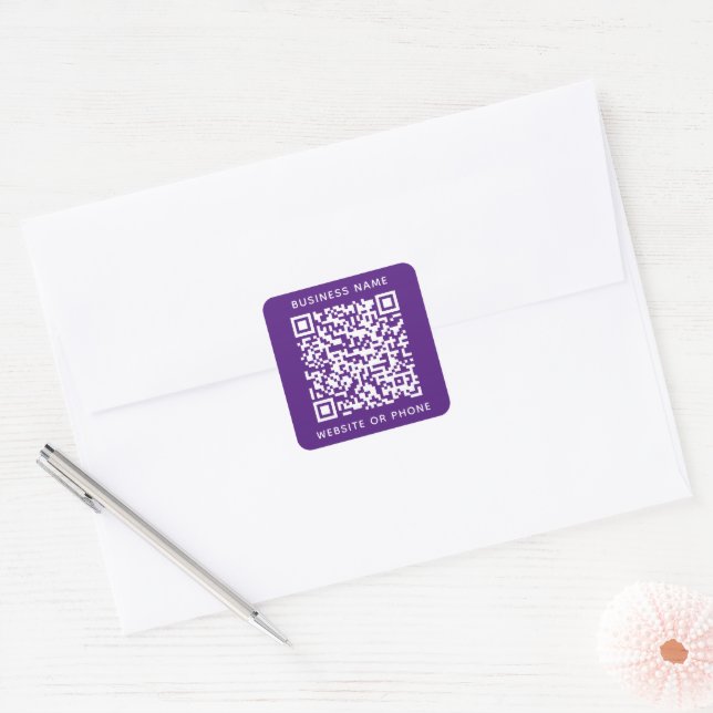 QR Code Round Business Square Sticker (Envelope)