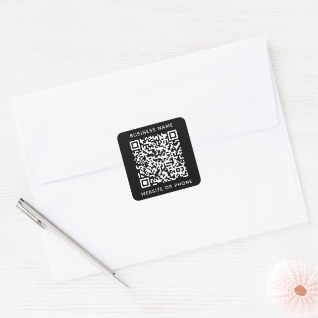 QR Code Round Business Square Sticker (Envelope)