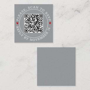 QR code RSVP border modern grey wedding Enclosure Card