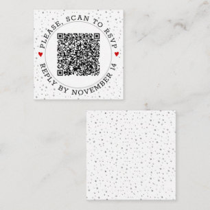 QR code RSVP grey border and silver confetti Enclosure Card