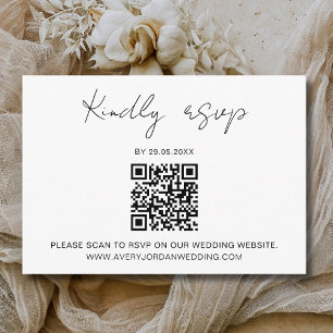 QR Code RSVP Minimalist Wedding Reply Reponse Enclosure Card