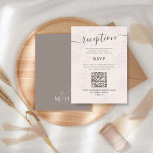 QR Code RSVP Online Blush Floral Reception Simple Enclosure Card