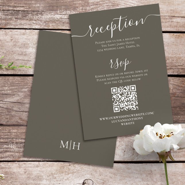 QR Code RSVP Online Reception Calligraphy Script Enclosure Card (Creator Uploaded)