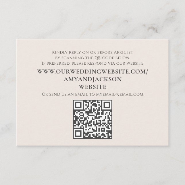 QR Code RSVP Online Simple Blush  Enclosure Card (Front)