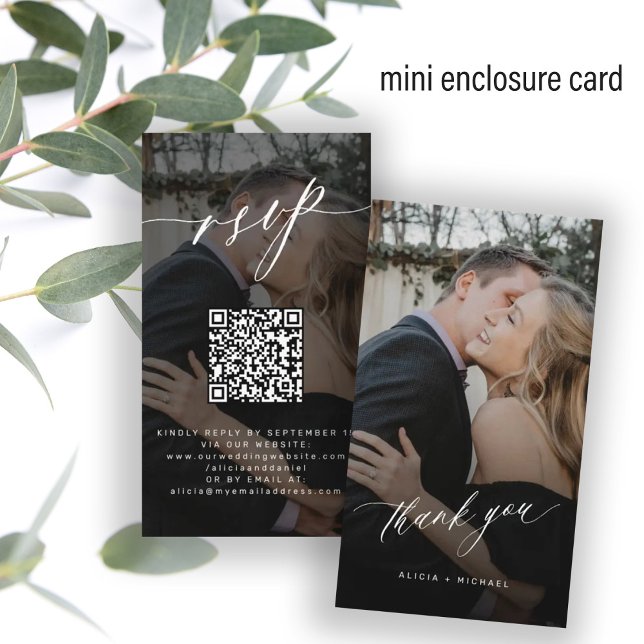 QR code RSVP photo wedding website elegant Enclosure Card (Creator Uploaded)
