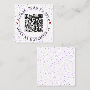 QR code RSVP purple border and confetti Enclosure Card