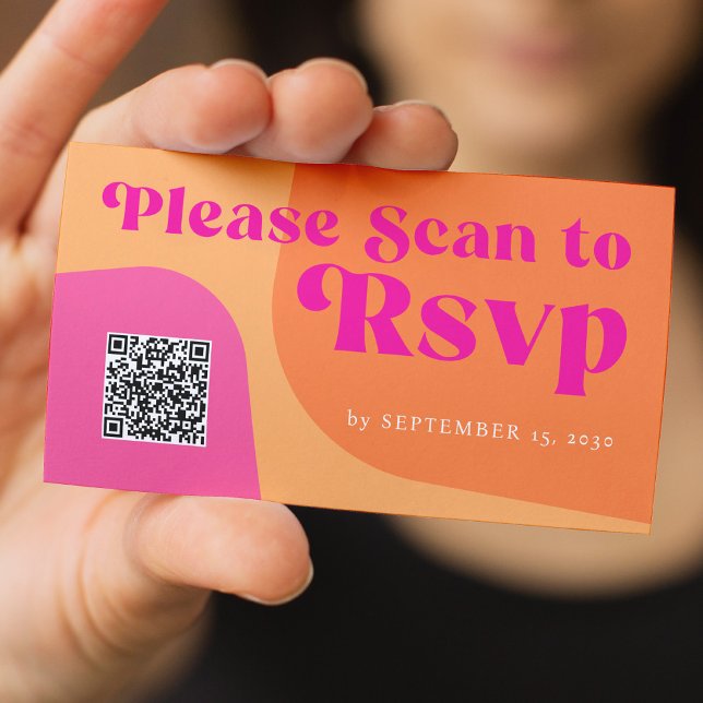 QR Code RSVP retro wedding website Enclosure Card (Creator Uploaded)