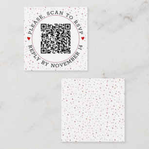 QR code RSVP rose gold border and confetti Enclosure Card