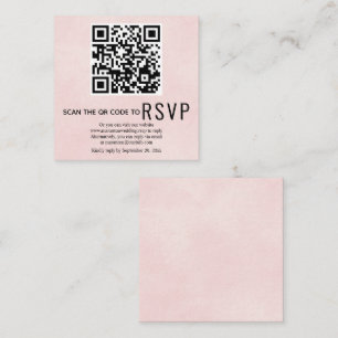 QR code RSVP stained soft pink wedding  Enclosure Card