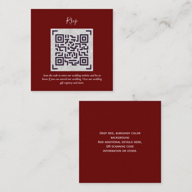 QR CODE RSVP Wedding Details Accommodation Gifts Enclosure Card (Front/Back)