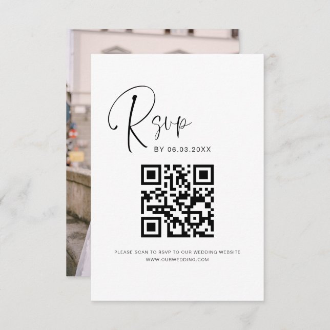 QR Code RSVP Wedding Website Elegant (Front/Back)