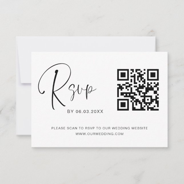 QR Code RSVP Wedding Website Elegant (Front)