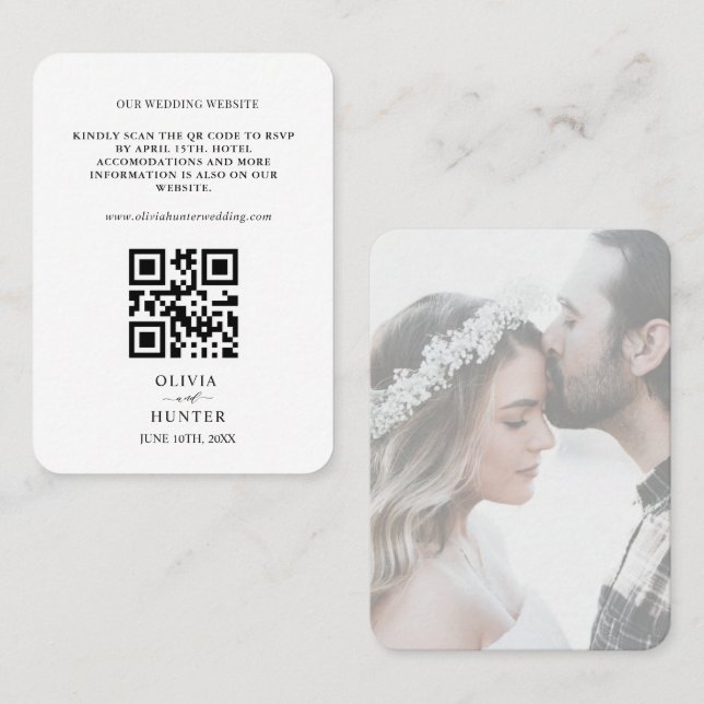  QR Code RSVP Wedding Website Enclosure Card (Front/Back)