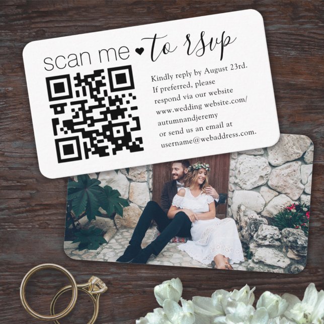 QR Code RSVP Wedding Website Photo Enclosure Card (Creator Uploaded)