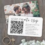QR Code RSVP Wedding Website Simple Photo Response Enclosure Card<br><div class="desc">Share one of your engagement or wedding photos and simplify RSVP responses with chic modern QR Code enclosure cards. Picture and all text are simple to customise, including wording that reads "scan me to rsvp". To make your own QR code using the generator, simply type the website URL into the...</div>