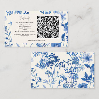 QR code Rustic Blue Wildflower Wedding Enclosure Card