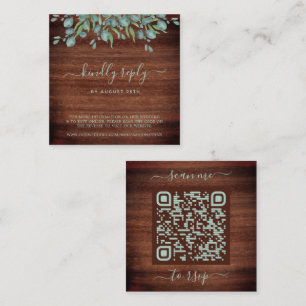 QR Code Rustic Botanical Eucalyptus Wedding RSVP Enclosure Card