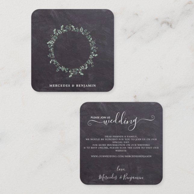 QR Code Rustic Botanical Wedding Invitation (Front/Back)