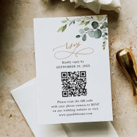QR Code Rustic Eucalyptus Greenery Gold Wedding