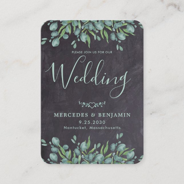 QR Code Rustic Eucalyptus Wedding Invitation (Front)