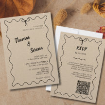  QR Code Rustic Kraft (editable) Modern Bow
