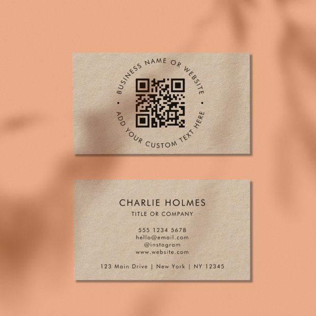 QR Code | Rustic Kraft Modern Stylish Professional Business Card (Creator Uploaded)