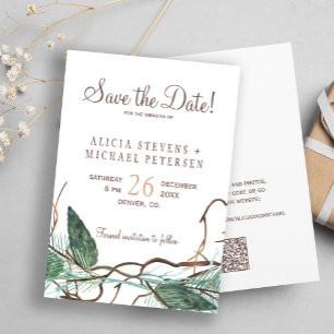 QR code rustic winter forest wedding Save The Date