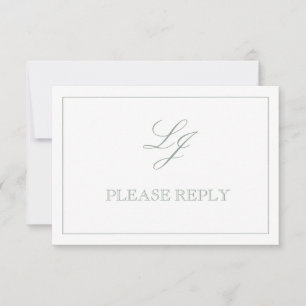 QR Code Sage Green Script Monogram Wedding RSVP