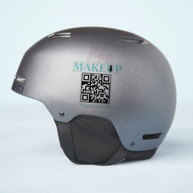 QR Code Salon Business Name Bike Helmet Decal (Helmet Side)