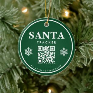 QR Code Santa Tracker Kids Modern Green Christmas Ceramic Tree Decoration