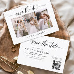 QR Code - Save the Date 3 Photo Elegant Modern<br><div class="desc">QR Code - Modern and Elegant Landscape Horizontal Three (3) Photo Save the Date Wedding Magnet with hand lettered script typography. The save the date invitation magnet includes script typography and chic and simple design that you can add your customised engagement photograph picture to.</div>