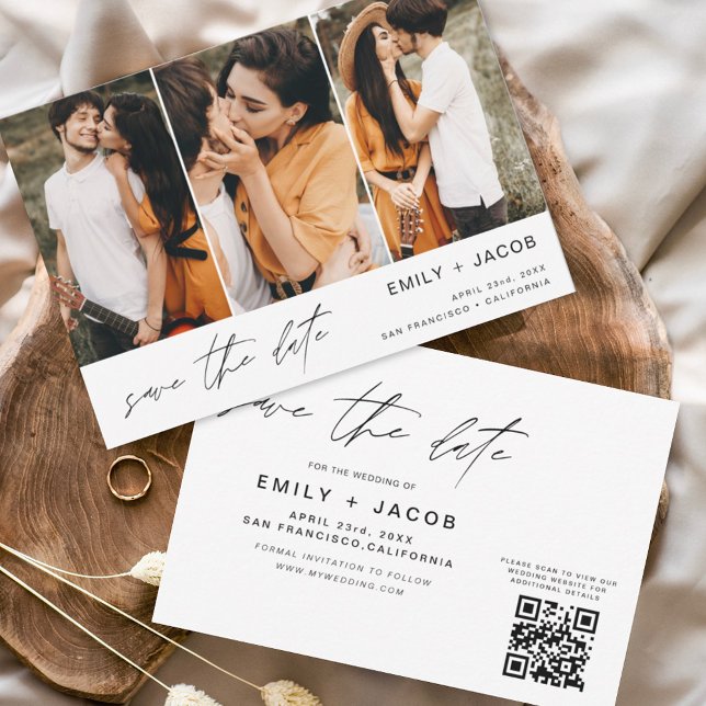 QR Code Save the Date 3 Photo Elegant Modern (Creator Uploaded)