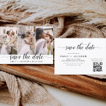 QR Code - Save the Date  Modern Elegant 3 Photo<br><div class="desc">QR Code - Modern and Elegant Landscape Horizontal Three (3) Photo Save the Date Wedding Magnet with hand lettered script typography. The save the date invitation magnet includes script typography and chic and simple design that you can add your customised engagement photograph picture to.</div>
