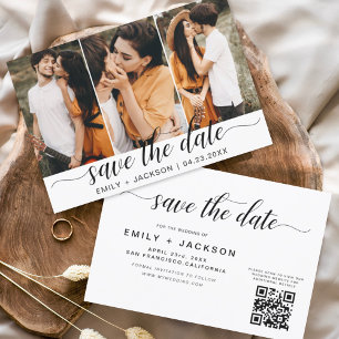 QR Code - Save the Date  Modern Elegant 3 Photo