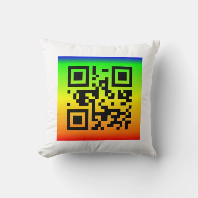 QR Code® Saying: BE HAPPY Cushion (Front)