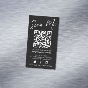 Qr code scan black monotone simple social  magnetic business card