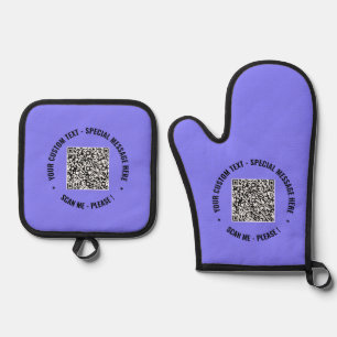 QR Code Scan Custom Text Choose Colours Your Gift Oven Mitt & Pot Holder Set