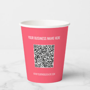 QR Code Scan Custom Text Paper Cups - Choose Colou