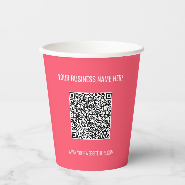 QR Code Scan Custom Text Paper Cups - Choose Colou (Front)