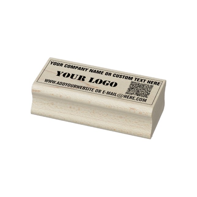 QR Code Scan Custom Text Your Logo Rubber Stamp (Stamp)