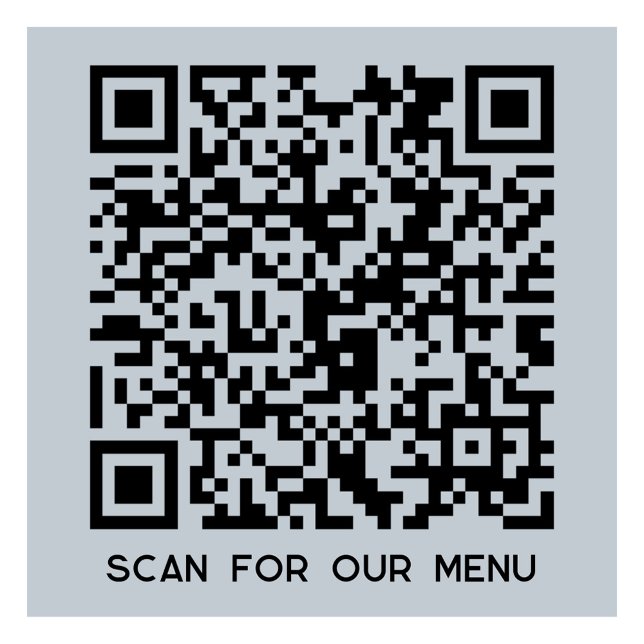 QR Code Scan for Menu Powder Blue (QR code and custom text Scan for Menu sticker for business menu for goods, products or services)