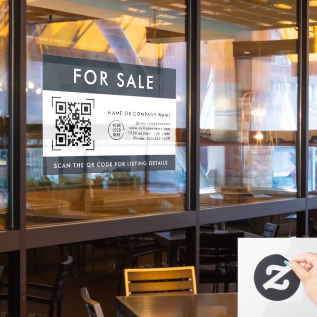 QR Code Scan For Sale | Business Logo   (Restaurant Window)