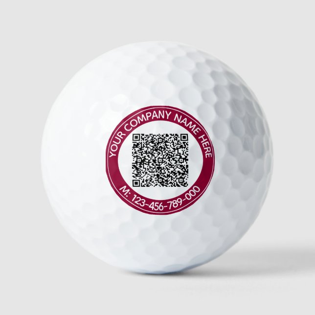 QR Code Scan Info and Custom Text Stamp Golf Balls (Front)